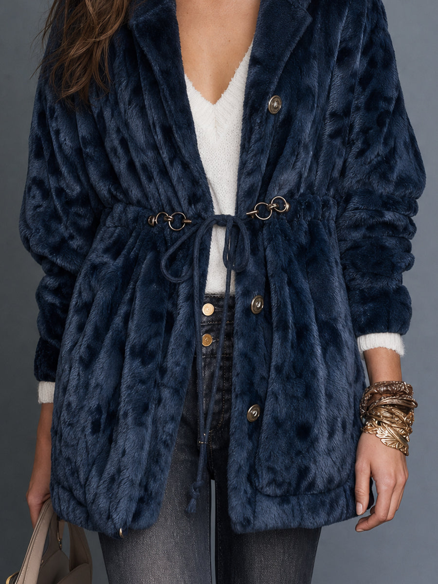 Chaqueta Pelo Sintético Azul Medianoche