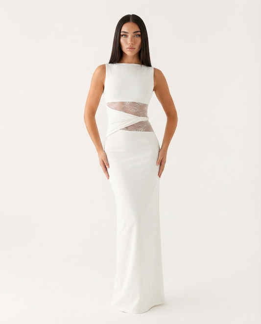 Vestido Lace Illusion Maxi