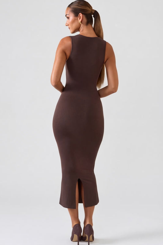 Vestido Noirea Midi Marrón Chocolate