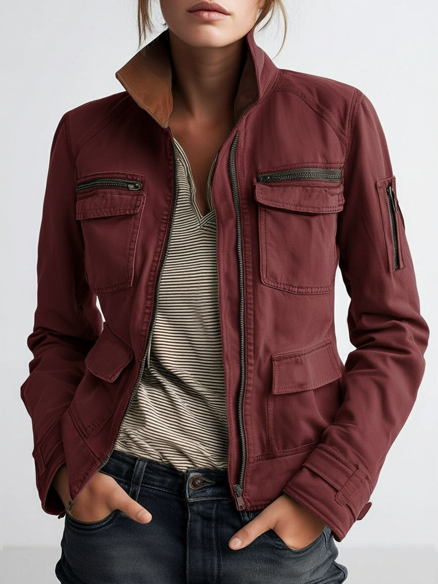 Chaqueta Cargo Verde Oliva Bolsillos Utility