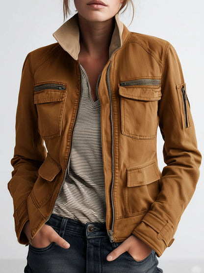 Chaqueta Cargo Verde Oliva Bolsillos Utility