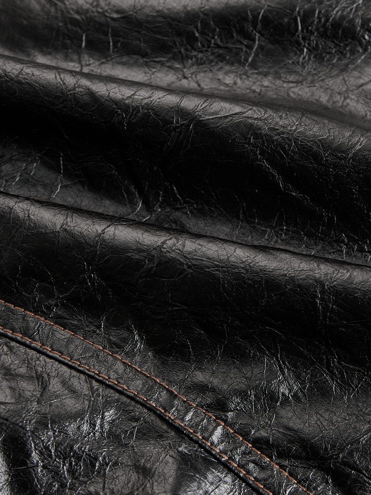 Chaqueta Piel Negra Cuello Mao Botones Metálicos