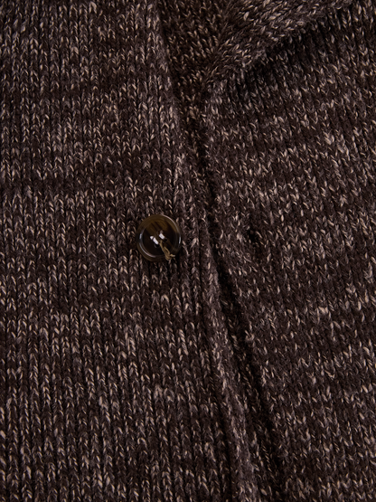 Chaqueta Punto Marrón Cremallera Asimétrica