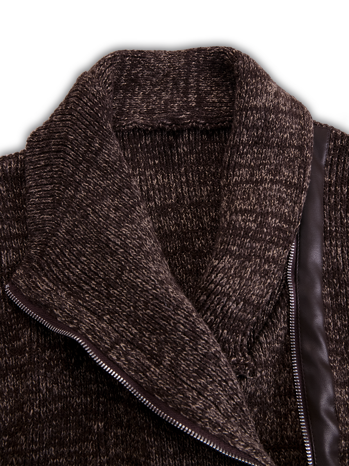 Chaqueta Punto Marrón Cremallera Asimétrica