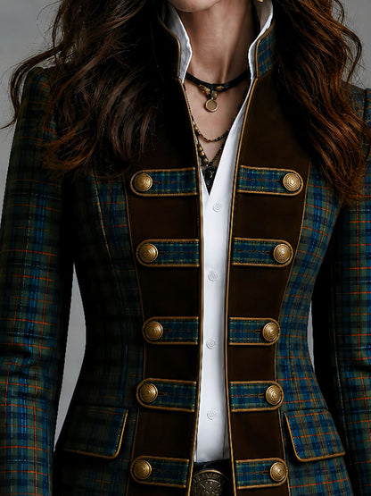 Blazer Tartán Escocés Ribete Ante