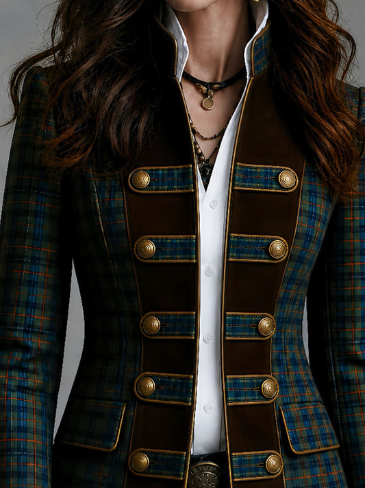 Blazer Tartán Escocés Ribete Ante