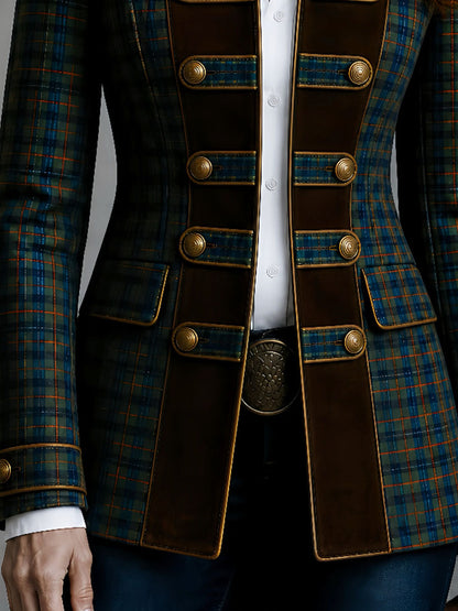 Blazer Tartán Escocés Ribete Ante