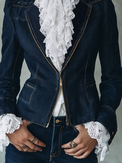 Chaqueta Denim Azul Solapa Mangas Abullonadas