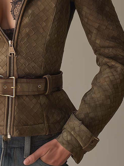 Chaqueta Ante Verde Oliva Estilo Boho
