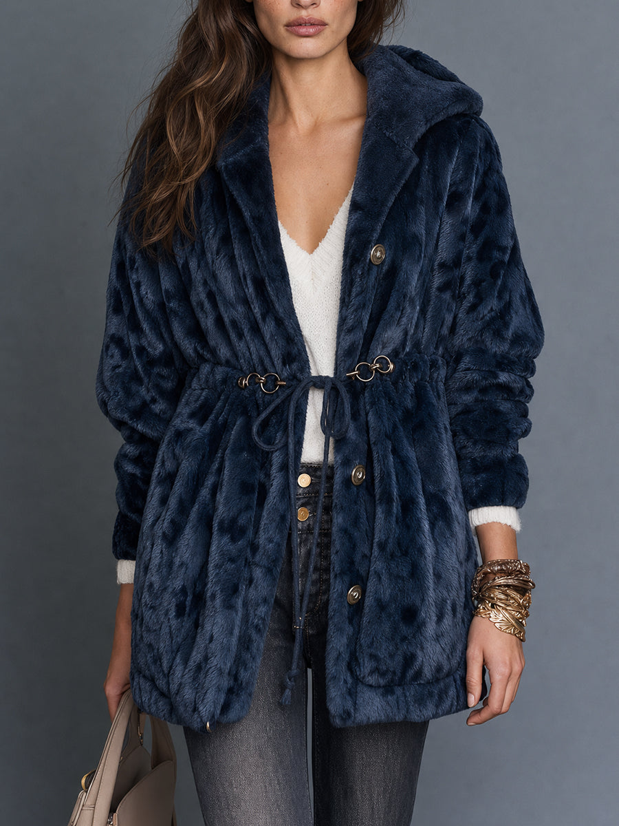 Chaqueta Pelo Sintético Azul Medianoche