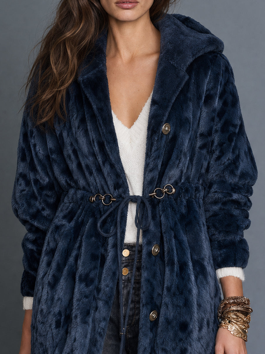 Chaqueta Pelo Sintético Azul Medianoche