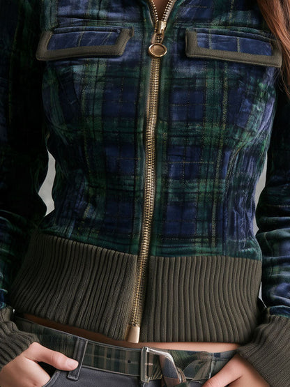 Chaqueta Terciopelo Cuadros Verde y Azul