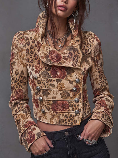 Chaqueta Ante Corta Estampado Floral