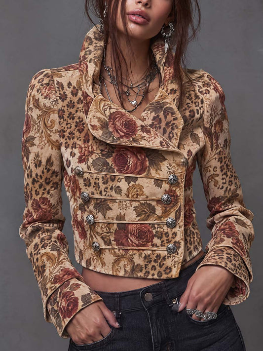 Chaqueta Ante Corta Estampado Floral