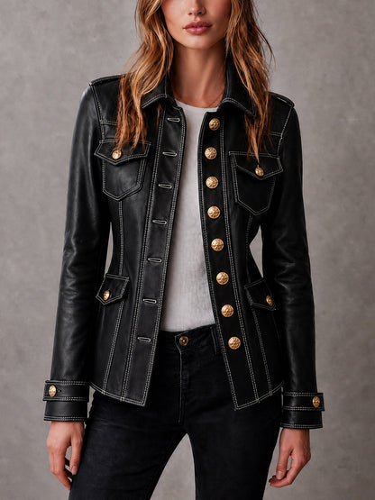 Chaqueta Negra Estilo Militar
