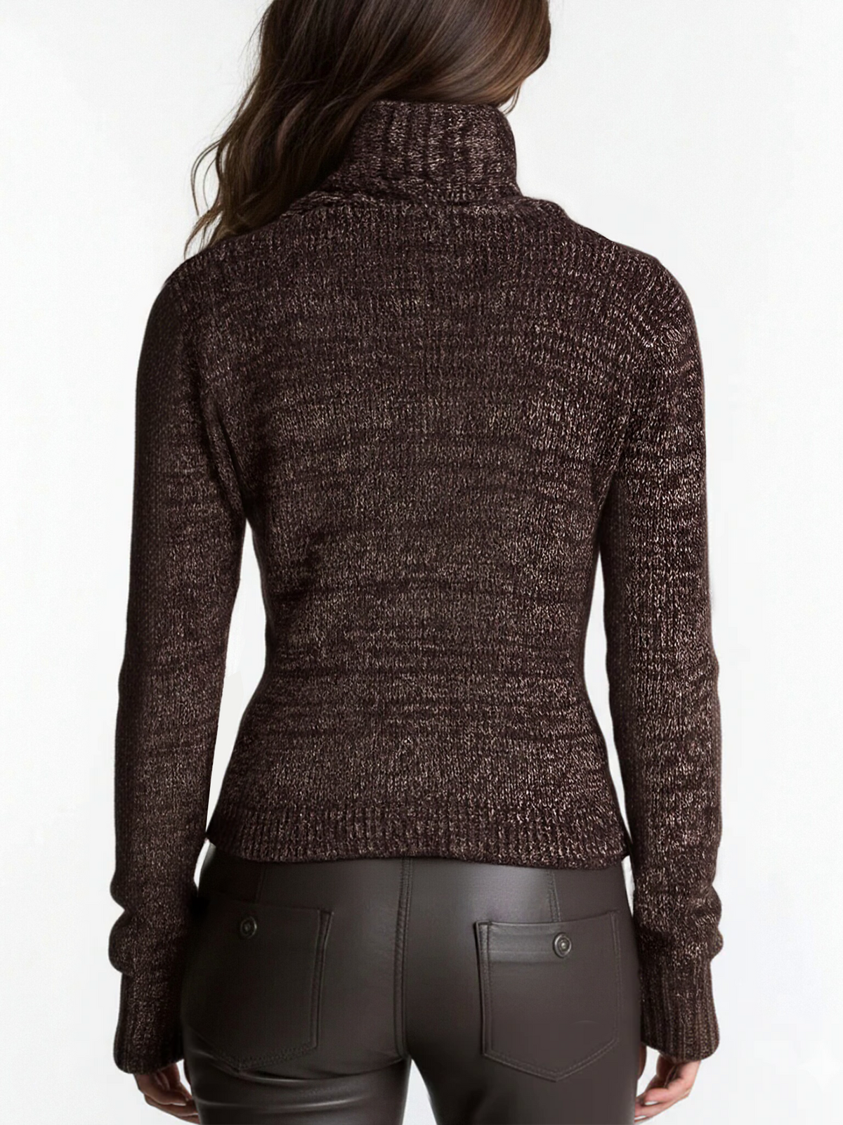 Chaqueta Punto Marrón Cremallera Asimétrica