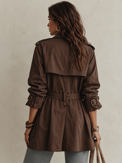 Trench Chocolate Cruzado Cinturón Utility
