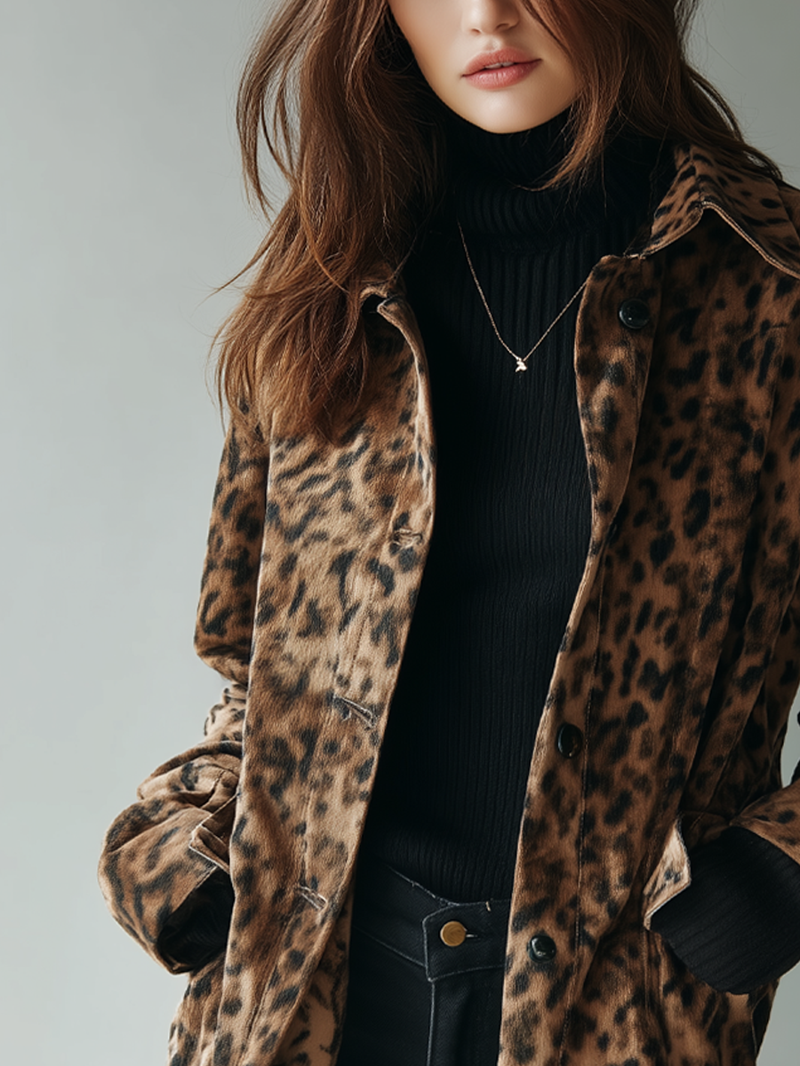 Chaqueta Ante Estampado Leopardo Vintage