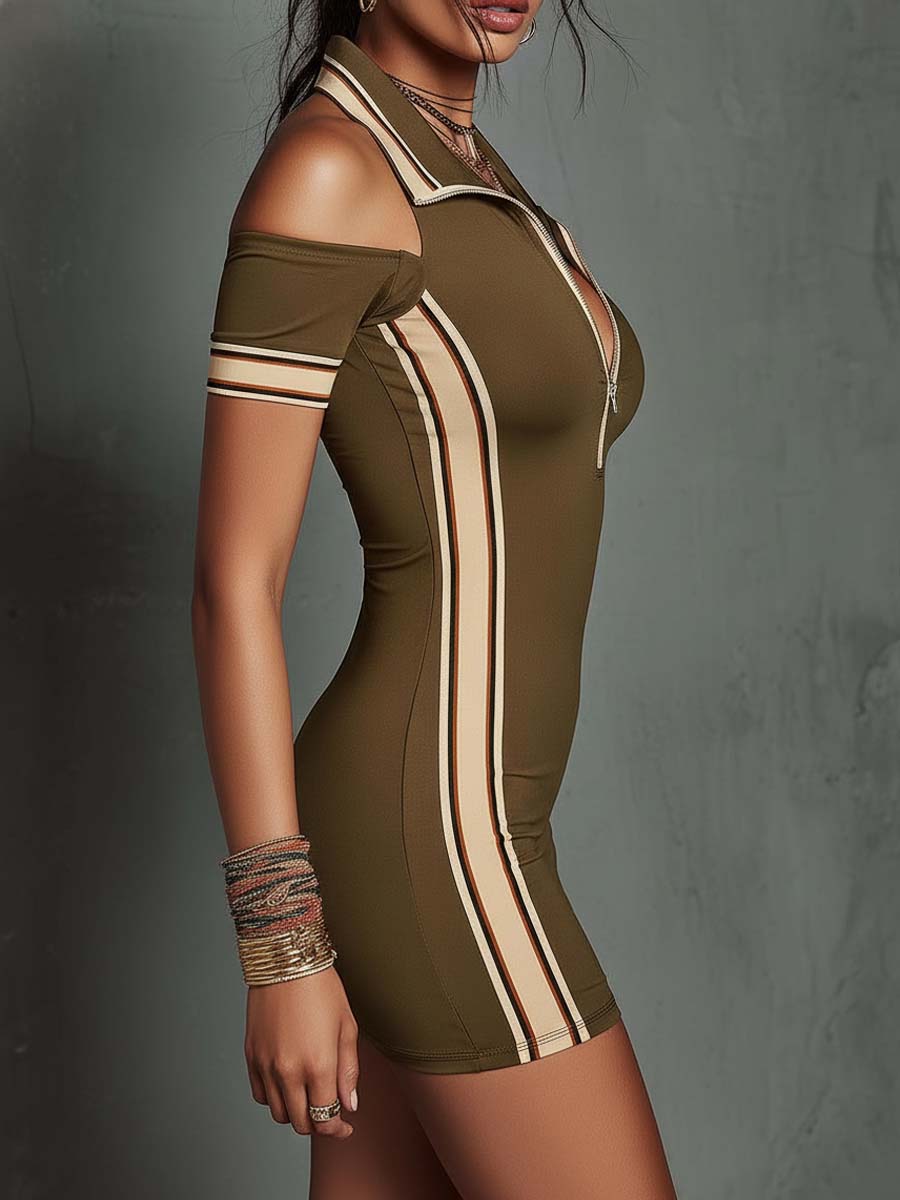 Vestido Bodycon Oliva Halter Hombros Descubiertos