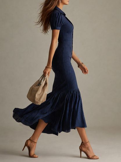 Vestido Maxi Sirena Rayas Elegante