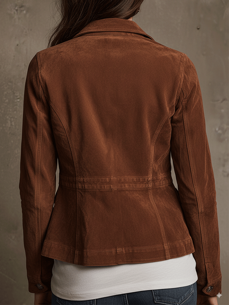 Chaqueta Ante Marrón Estilo Utility