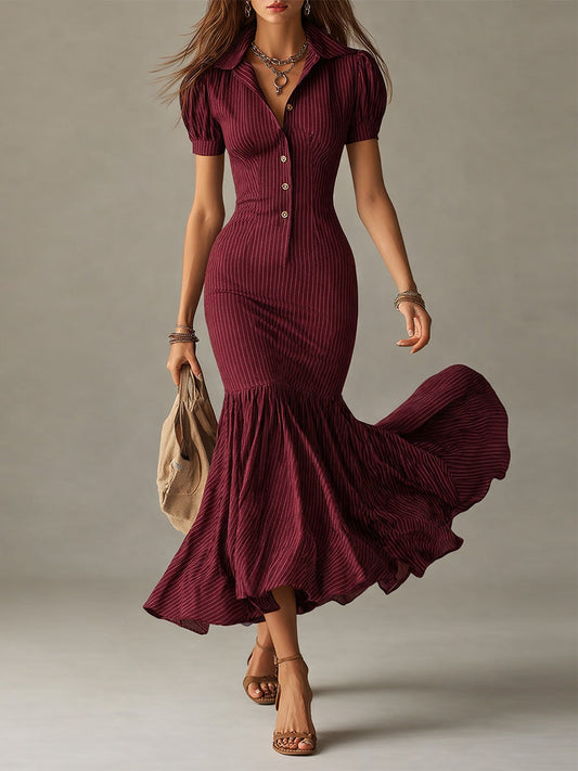 Vestido Maxi Sirena Rayas Elegante