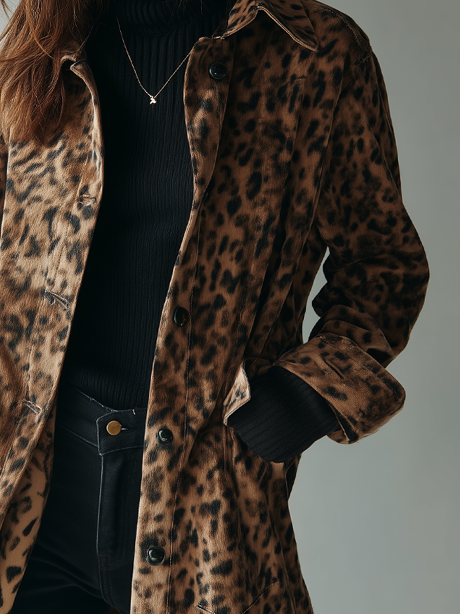 Chaqueta Ante Estampado Leopardo Vintage
