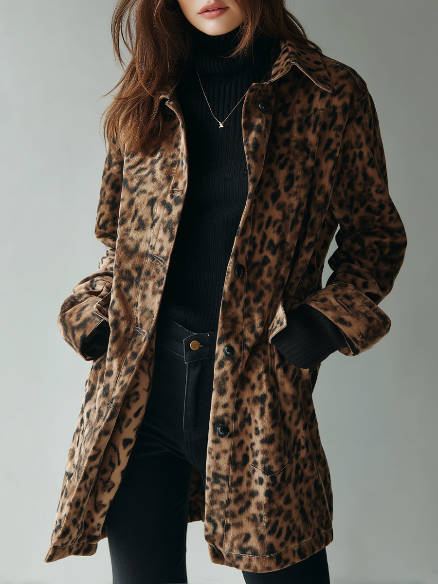 Chaqueta Ante Estampado Leopardo Vintage