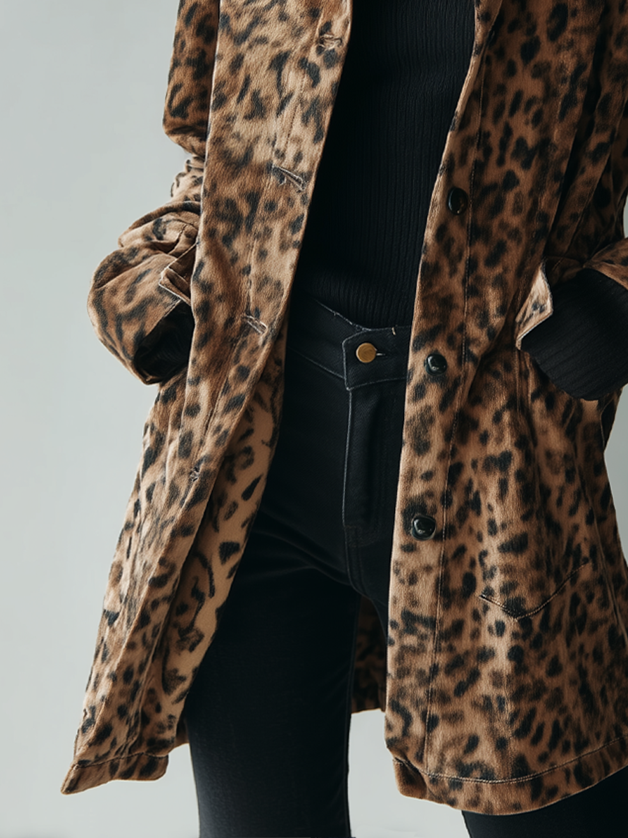 Chaqueta Ante Estampado Leopardo Vintage