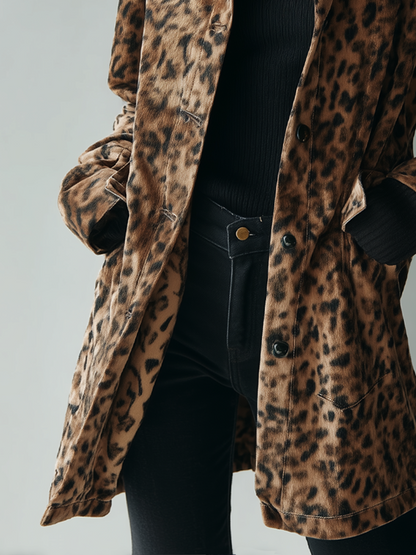 Chaqueta Ante Estampado Leopardo Vintage
