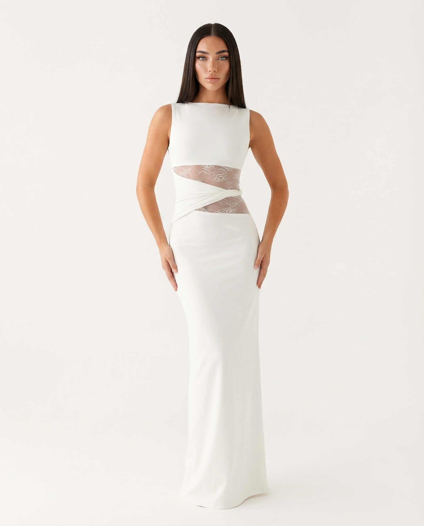 Vestido Lace Illusion Maxi