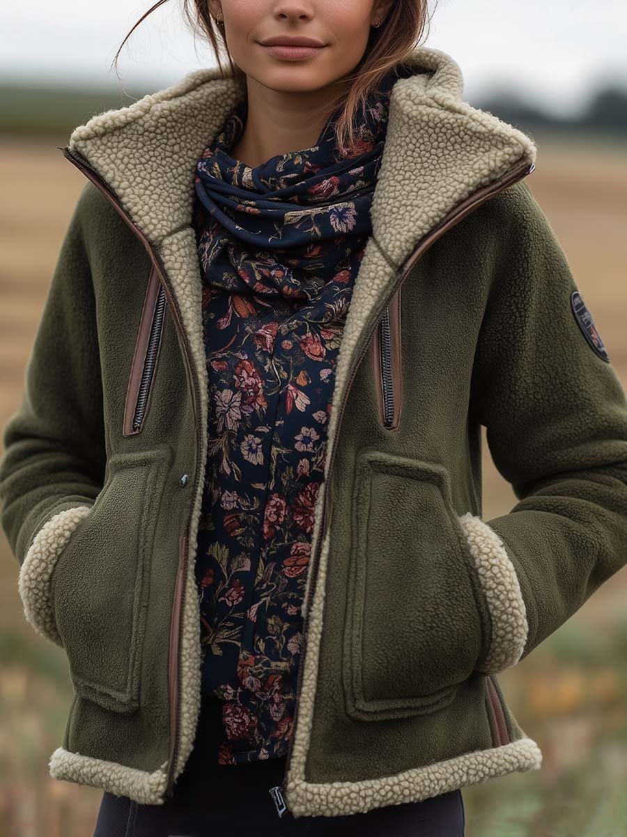 Chaqueta Sherpa Vintage Cuello Alto