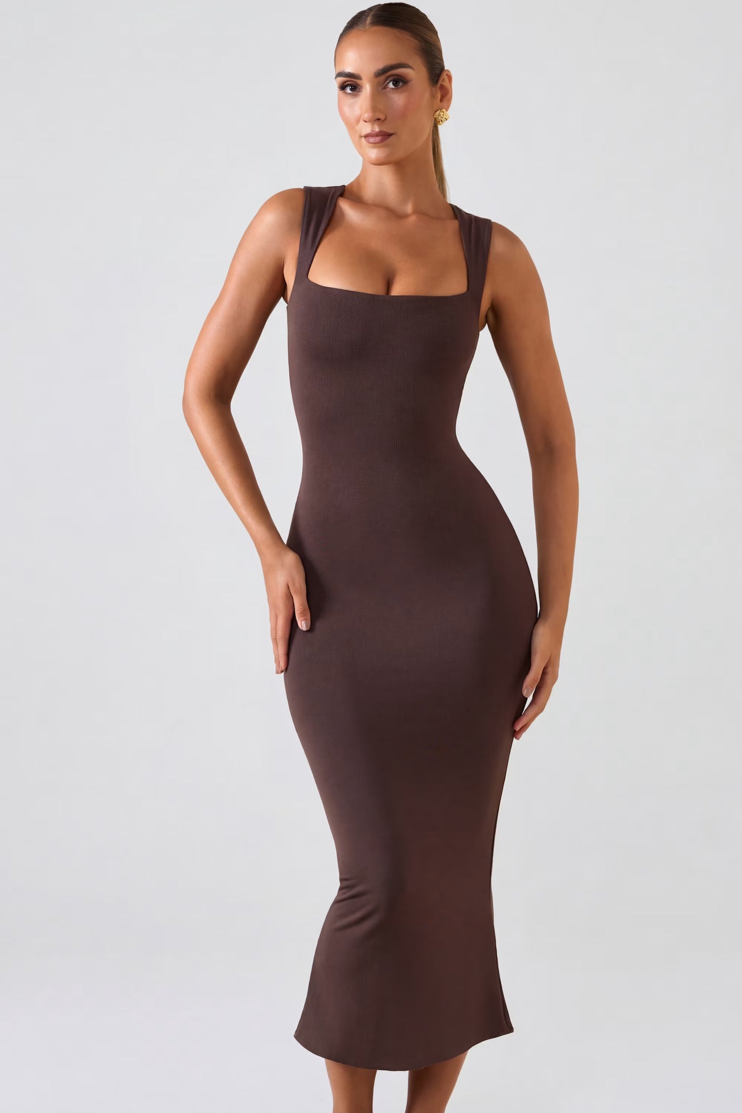 Vestido Noirea Midi Marrón Chocolate