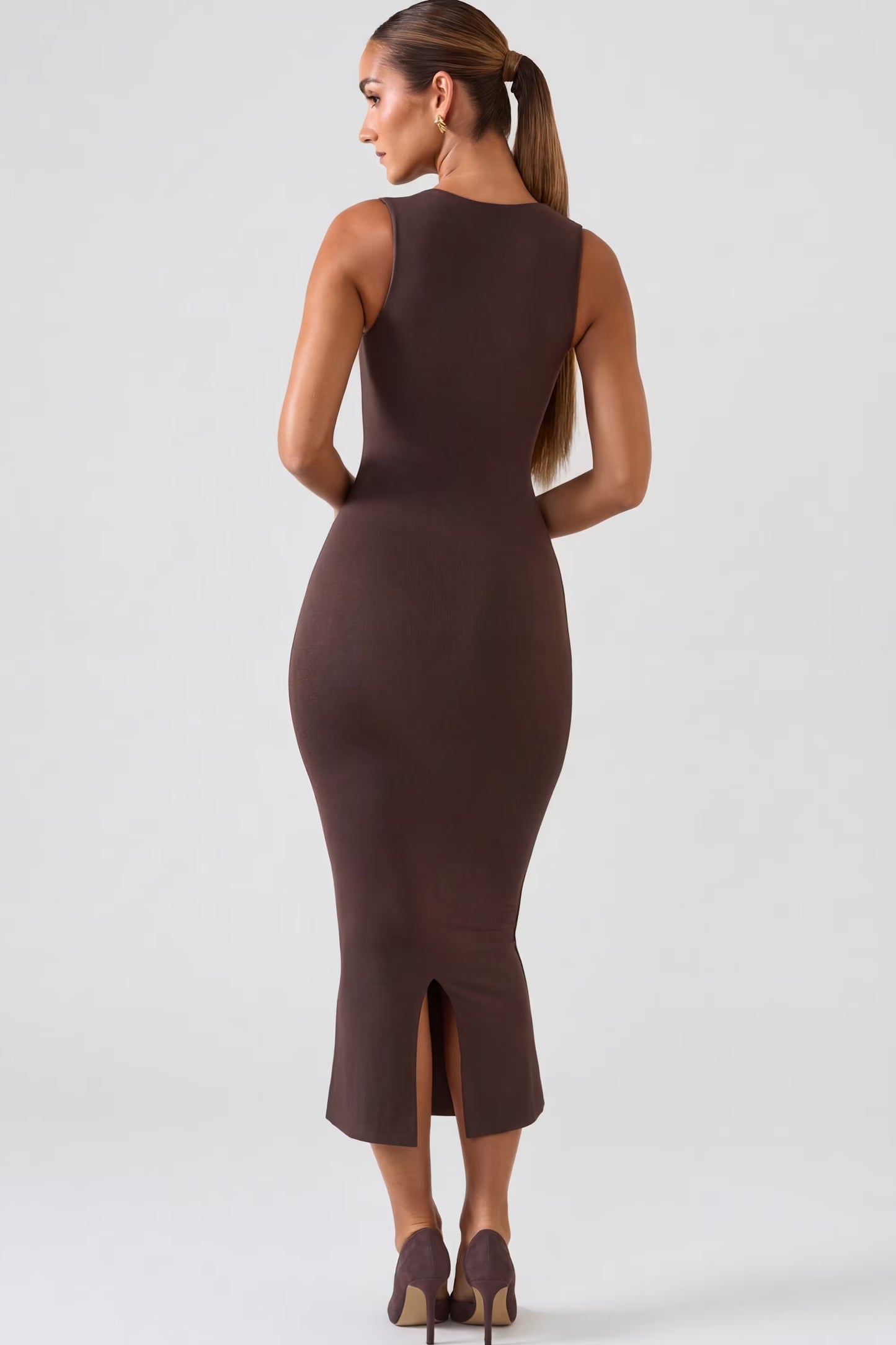 Vestido Noirea Midi Marrón Chocolate