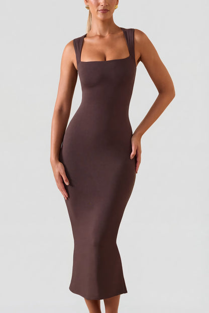 Vestido Noirea Midi Marrón Chocolate